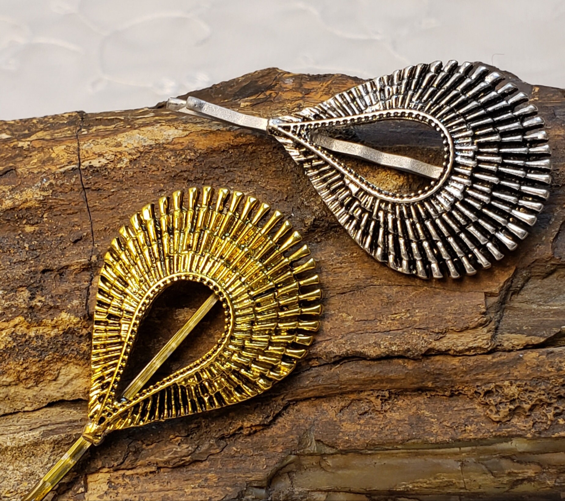 Silver Only Striations Tichel And Hair Pin Wedding Hair Pin Decorative
