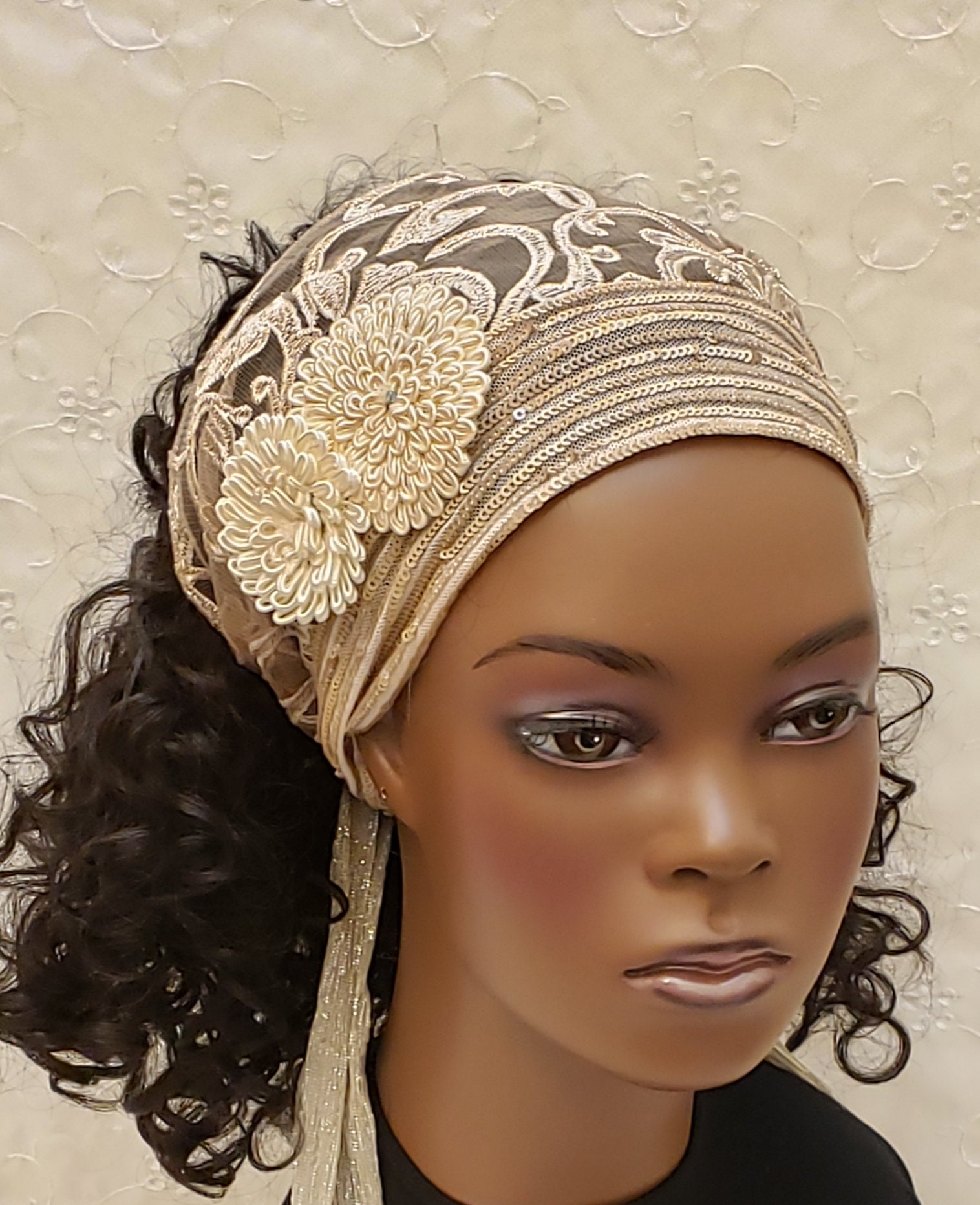 Champagne And Sequin Headband Accessories Hair Accessories