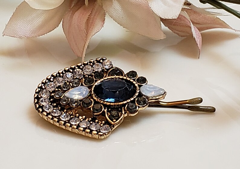 Ornate Blue Tichel And Hair Pin Decorative Bobby Pin Wedding Etsy