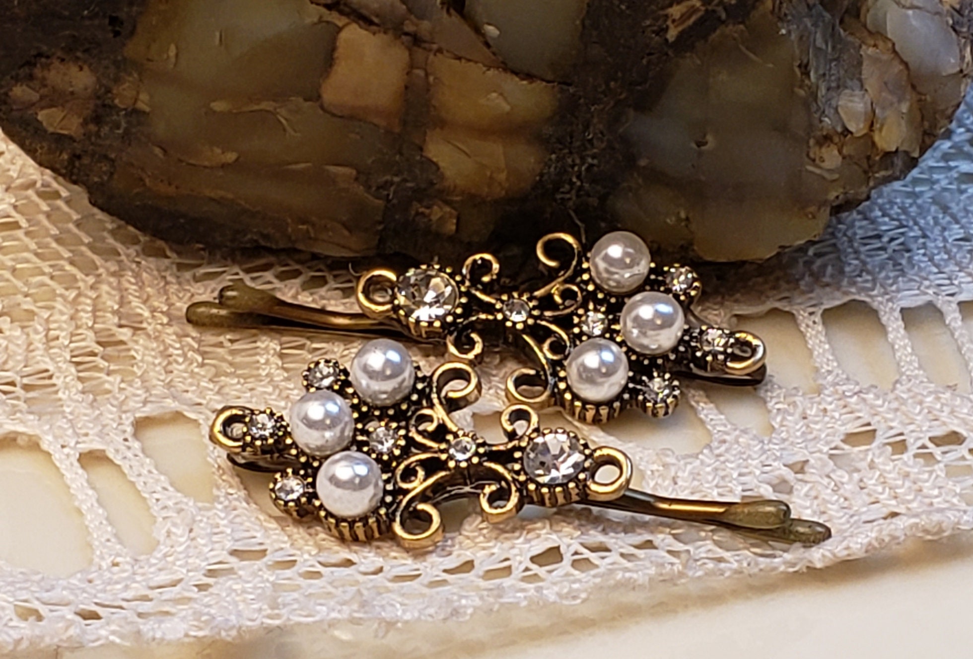 Set Of 2 Romantic Mini Decorative Bobby Pins Tichel Pins Hair