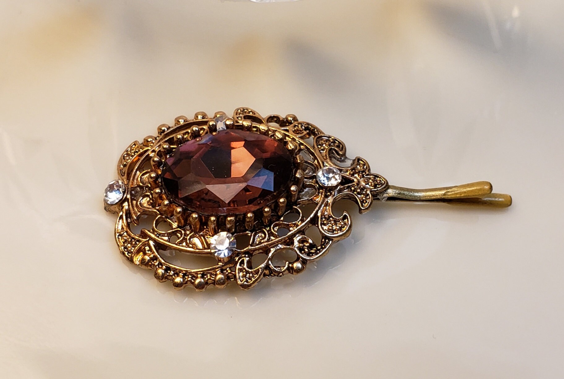 Romantic Burgundy Tichel And Hair Pin Wedding Hair Pin Head