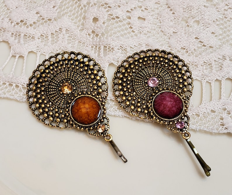 wedding hair pin gift decorative bobby pin Stunning filligree tichelhair pin decorative hair pin head scarf pin Your choice of color