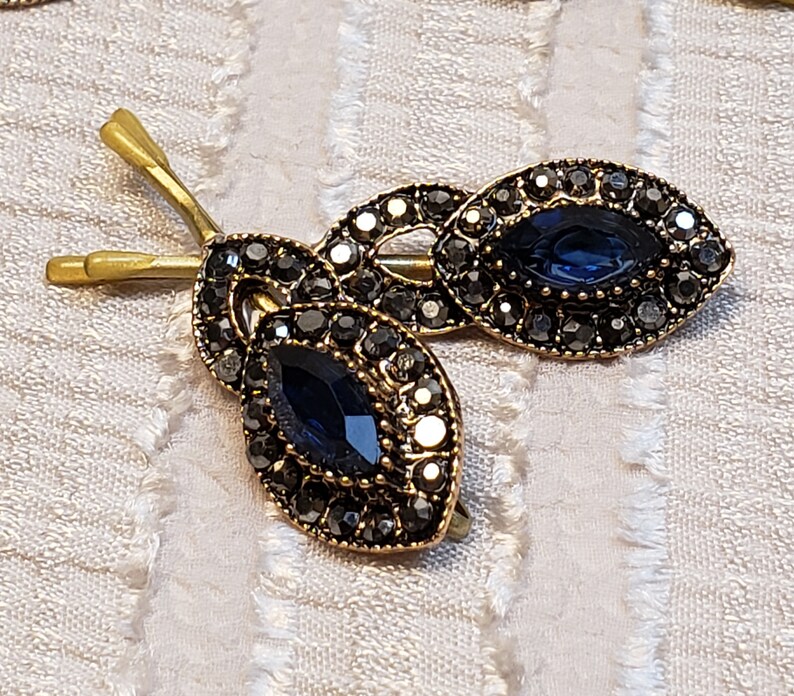 Set Of Two Lovely Dark Blue Mini Tichel And Hair Pin Wedding Etsy