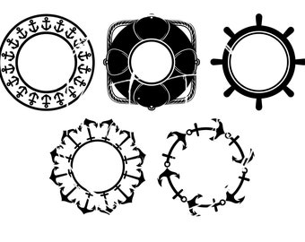 Circle Monogram Anchors SVG DXF