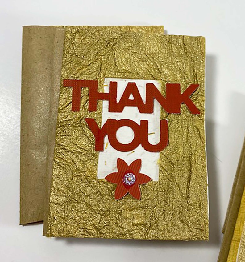 6 Gold Rustic Mini Thank You Cards and Envelopes Great for Etsy