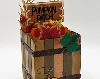 Pop Up Box Card - "Pumpkin Patch" Handmade Greeting Card, Thanksgiving, Autumn, Fall