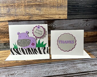 Hippo Invitation/Thank  You Card Set