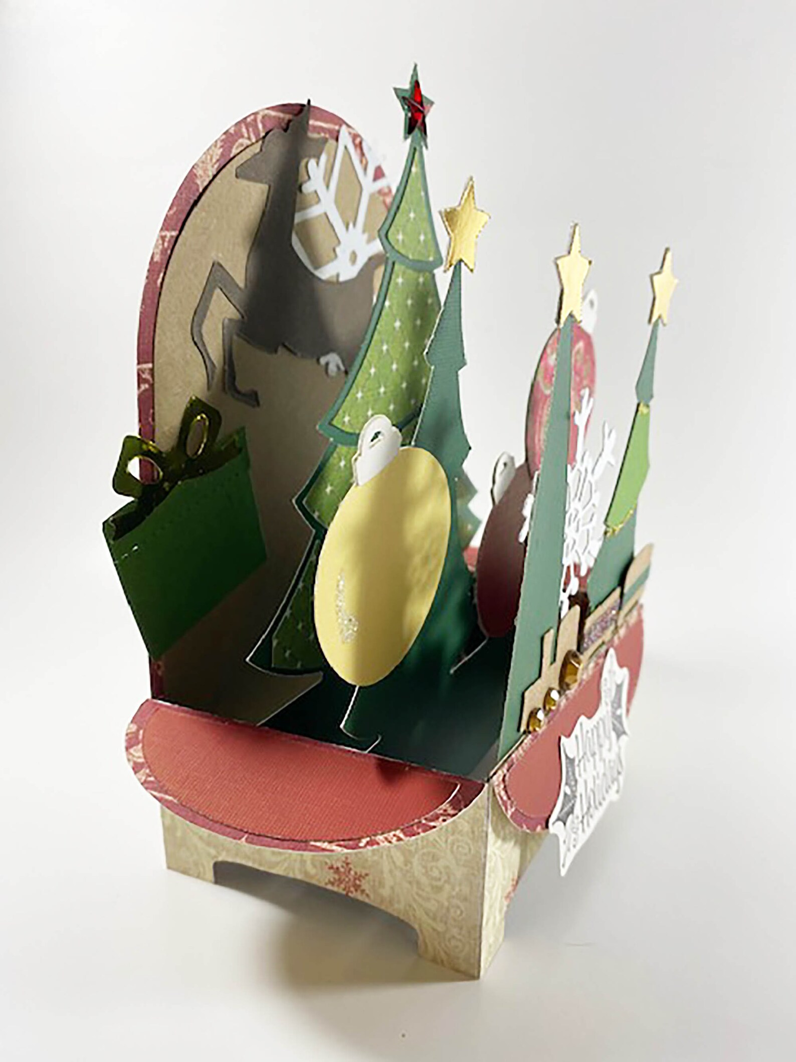 3 Dimensional Box Card Happy Holidays Christmas Etsy