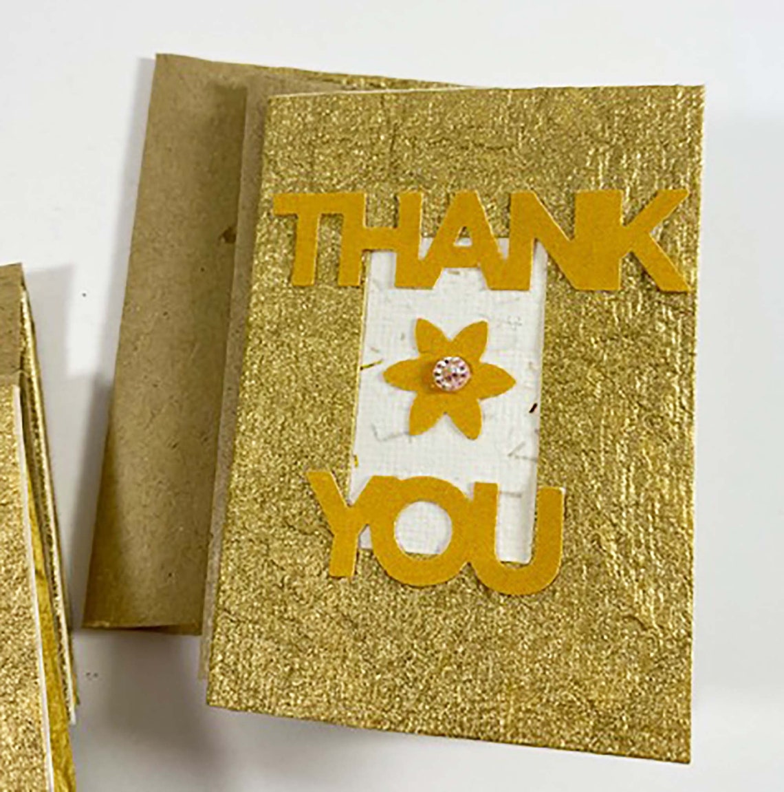 6 Gold Rustic Mini Thank You Cards and Envelopes Great for Etsy