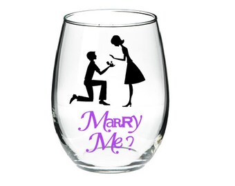 Will You Marry Me?- Wine Glass- Stemless Wine Glass-Proposal Idea- Engagment Idea- Unique Proposal- Unique Engagement Idea