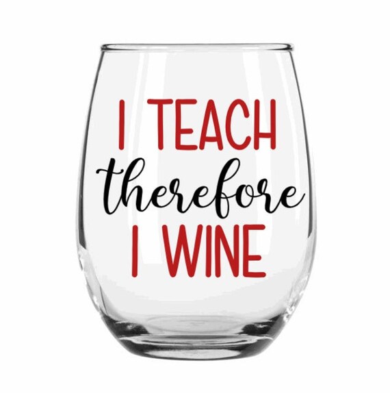 geef daarom les wijnglas grappig wijnglas leraar - Etsy Nederland