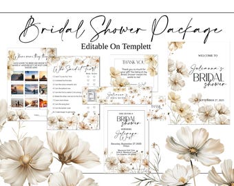 Bridal Shower Games, Bridal Shower Package, Bridal Shower Invitation, Bridal Shower Sign, Printable Wedding Games, Editable Wedding Template