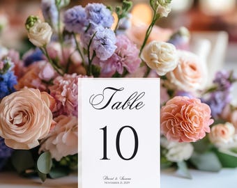 Números de mesa para casamento para imprimir, DOWNLOAD EDITÁVEL. Números de mesa para casamento 4x6 e 5x7, edite online no Templett - PDF