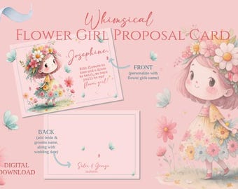 Flower Girl Proposal Card, Personalized Flower Girl Ask, Whimsical Wedding Card, Flower Girl Invitation, Custom Wedding Keepsake, 5x7 Print