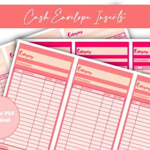 Inserti per buste per contanti raccoglitore budget, A6, 3x6, Inserti per buste per contanti raccoglitore budget rosa