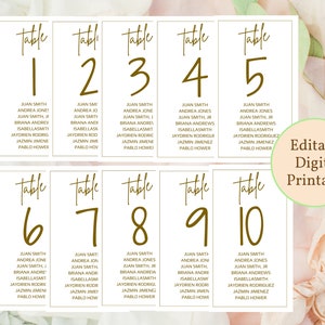 Seating Chart Printable Template, Editable Wedding Seating Chart, Table Numbers 4x7 Printable Wedding Table Numbers