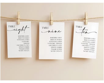 EDITABLE DOWNLOAD Wedding Seating Chart 5x7, Printable Wedding Table Numbers, Edit Online in Templett - PDF