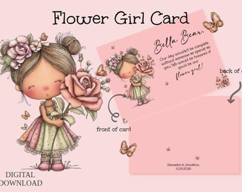 Flower Girl Proposal Card, Personalized Flower Girl Ask, Whimsical Wedding Card, Flower Girl Invitation, Custom Wedding Keepsake, 5x7 Print