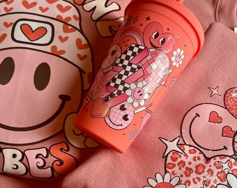 Valentine's Day TumblerValentine Vibes Tumbler, Acrylic Tumbler,  Galentine's Cup