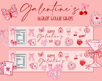 EDITABLE DOWNLOAD Water Bottle Labels for Galentine's Day, Valentine's Day Printable Water Bottle Labels, Edit Online