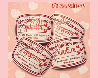 Composition Book Sticker, Notebook Sticker, Valentine's Day Sticker, Journal Sticker