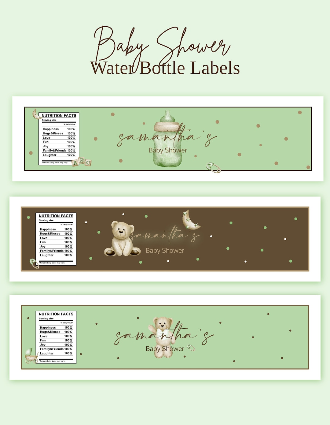 Water Bottle Baby Shower Labels, Printable Baby Shower Water Bottle ...