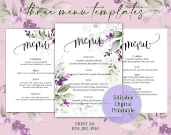 Floral Wedding Menu 5x7, Printable Menu, Edit Online in Templett - PDF EDITABLE DOWNLOAD