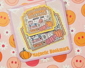 Cozy Bookish Weekend, Halloween Stickers, Halloween Magnetic Bookmark, Fall Halloween Sticker, Bookish