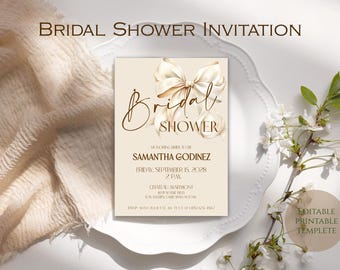 EDITABLE DOWNLOAD Bridal Shower Invitation 5x7, Printable Bridal Shower Invitation, Edit Online in Templett - PDF