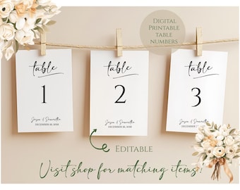 EDITABLE DOWNLOAD Wedding Table Numbers 5x7, Printable Wedding Table Numbers, Edit Online in Templett - PDF