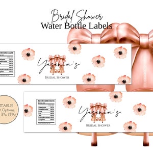 Bridal Shower Water Bottle Label, Printable Water Bottle Label, Customizable Bridal Shower Water Bottle Labels, Bridal Shower Favors