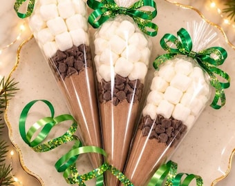 Hot Chocolate Cones, Cocoa Powder, Marshmallows, Chocolate Chips