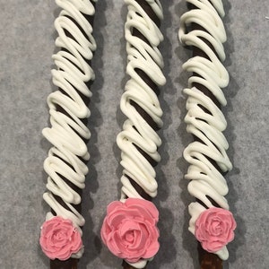 Milk Chocolate pretzel, white chocolate, dark chocolate pretzel, Baby Shower, Bridal Shower, Birthday, Wedding, celebration, Pink pretzels