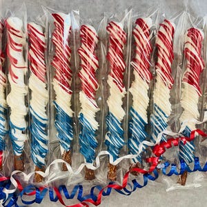 Chocolate Covered Pretzel Rods: Baseball Team Colors, Patriotic USA