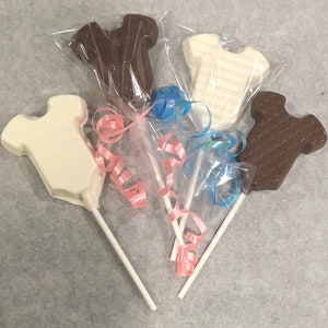 Baby shower, Chocolate lollipops, Onezie lollipop, Chocolate sucker, baby shower lollipop, baby boy, baby shower, baby girl, gender reveal