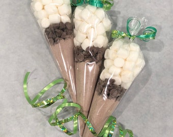 Hot Chocolate Cones, Cocoa Powder, Marshmallows, Chocolate Chips