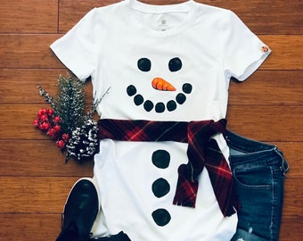 Snowman Maternity T-Shirt, Winter Maternity T-Shirt, Holiday Pregnancy Shirt