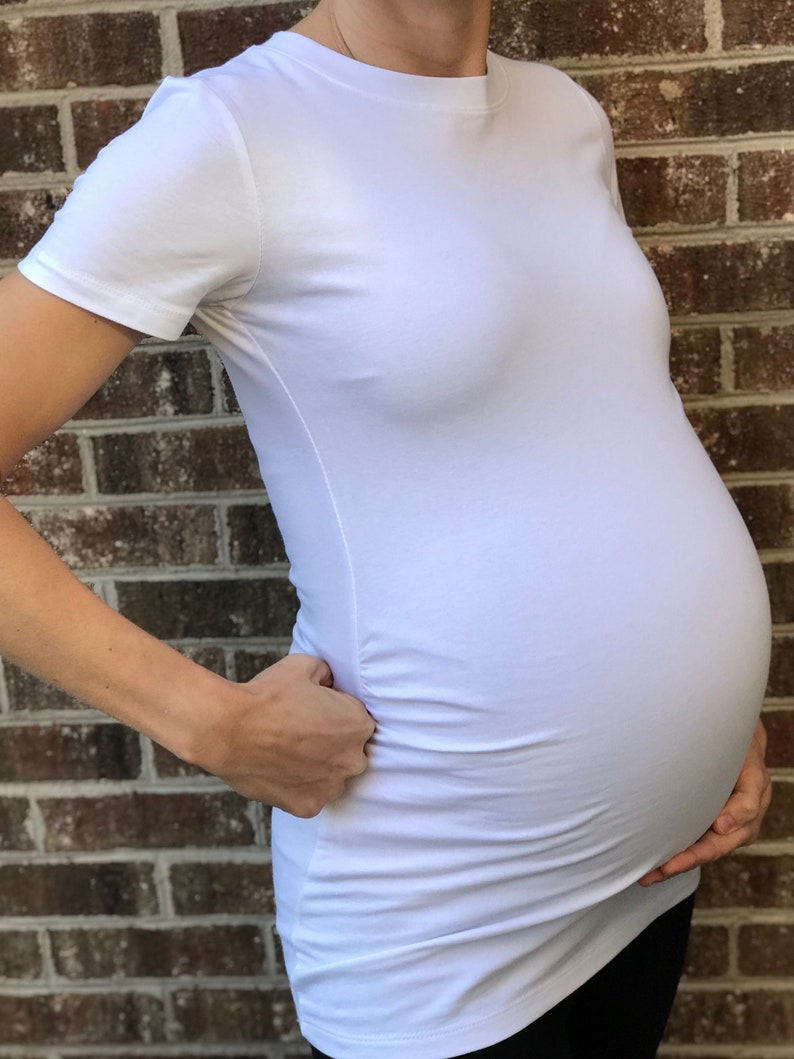 The Best White Maternity T-shirt / Basic Maternity T-Shirt / Layering Shirt / Comfortable / Flattering / Soft / Stretchy image 4