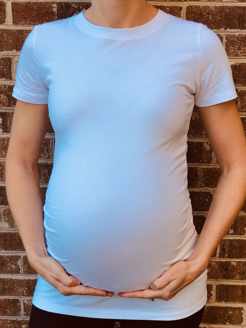 The Best White Maternity T-shirt / Basic Maternity T-Shirt / Layering Shirt / Comfortable / Flattering / Soft / Stretchy image 2