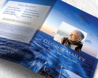 memorial booklet template printable funeral program editable etsy