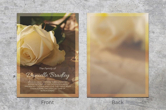 Funeral Thank You Card Editable With Ms Word Yellow Vintage Etsy