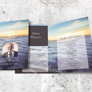 Funeral Order of Service Funeral Program Template Memorial Program Obituary Funeral Editable with MS Word Above the Clouds image 4
