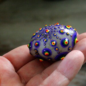 Small Mandala Beach Rock Rainbow Art Gift, Reverse Rainbow Good Luck Painted Stone, Rainbow Dot Art Mandala, Gifts for Friends Coming Out
