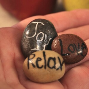 Small Rocks Inspiring Gift for Friend, Pocket Pebbles Hippie Boho Art Painted Healing Rocks, Gifts for Meditators