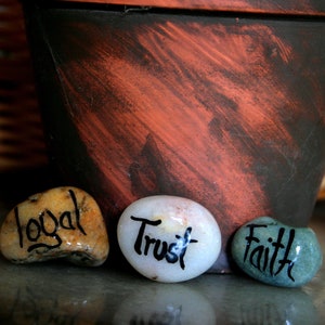 Gifts for Lovers Painted Pocket Stones, Small Beach Rocks Promise Ring Alternative, Hand Painted Pebbles