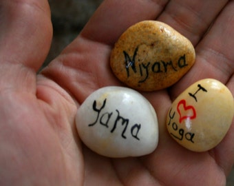 Hand Painted Healing Stones, Yoga Mantras Spiritual Gifts for Yogis, Painted Rocks Home Decor Gift Sets for Her