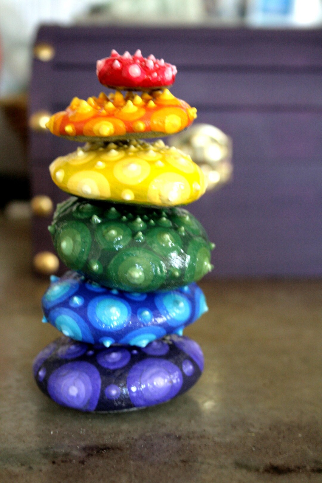Stack Rainbow Rocks Stone Cairn Stackable Rocks, Rainbow Painted Rocks Decor, Rock Cairn ...