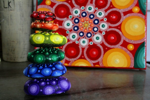 Stack Rainbow Rocks Stone Cairn Stackable Rocks Rainbow Painted Rocks Decor Rock - Etsy