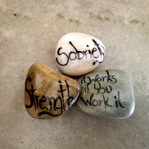 AA Recovery Gifts Healing Rocks, Addiction Support Painted Pocket Stones, NA Support Group Tokens, Sober Worry Rocks