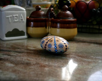 Mandala pintado, regalo de aniversario, pequeña piedra pintada a mano en azul crudo, piedra con diseño de mandala, regalo artístico de puntos para él, decoración para la sala de estar.